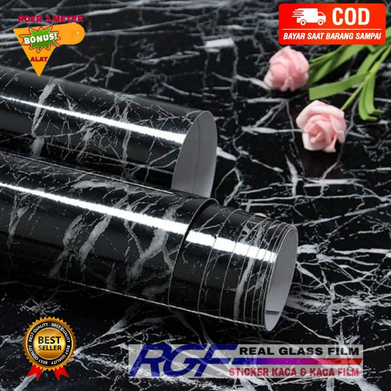 Wallpaper Motif Marmer Glossy Stiker Dapur Anti Minyak Dan Panas Mudah Di Bersihkan / Walpaper / Wal