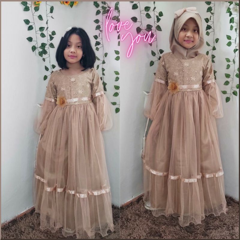 Gaun pesta anak / dress pesta muslim anak usia 5 - 12 tahun gaun pesta anak muslim