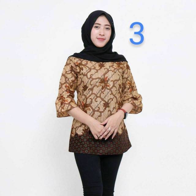 Batik Dolby Dolbi Dobby Doby Tenun Sutra Tulis Katun ATBM ATASAN blus BATIK WANITA sogan SRG308