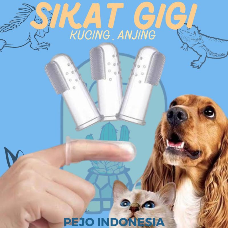 sikat gigi jari lembut untuk hewan pet kucing anjing kelinci marmut