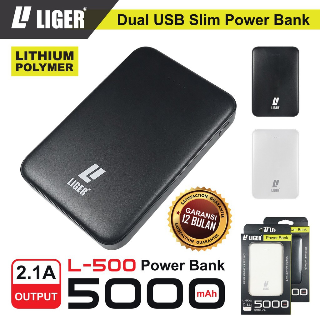 POWERBANK LIGER L-500 MINI SUPER SLIM FAST CHARGING - 5000 mAh