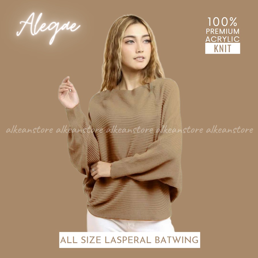 Alegae Baju Rajut Batwing Blouse Wanita Korea Premium Outer Tshirt Knitwear Original-4