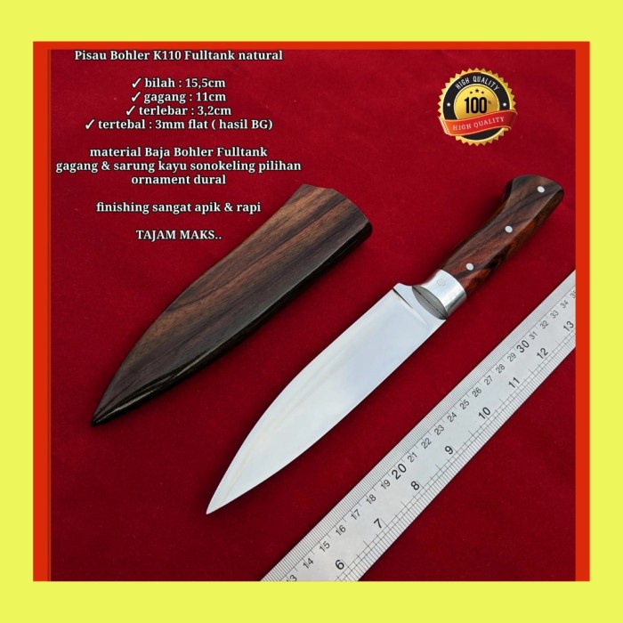 Pisau Seset Kulit - Pisau Sembelih/ Pisau Seset Bohler K110 Super Tajam Kualitas Premium -