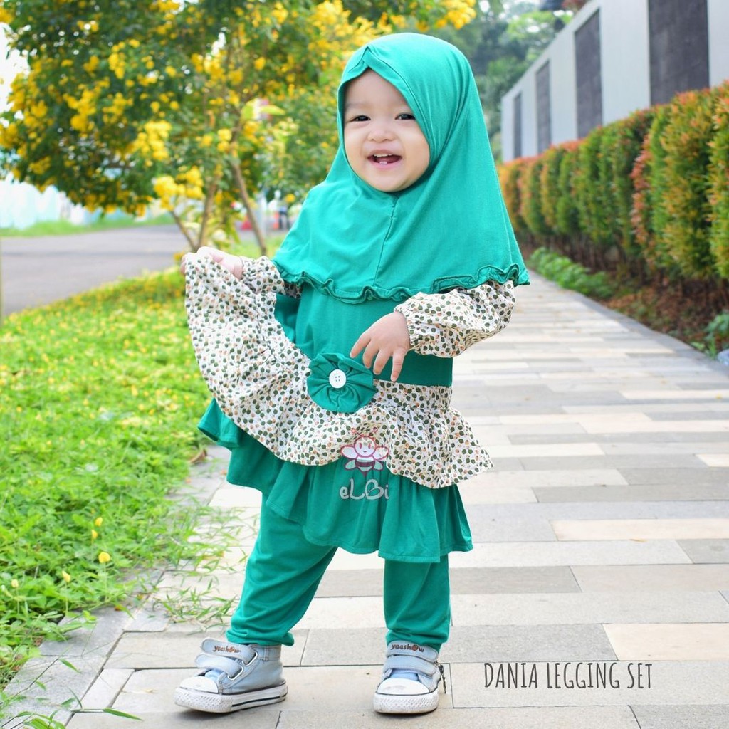 Setelan Baju Muslim Anak Perempuan - Baju Muslim Anak Perempuan - Gamis Kaos Anak Perempuan -  Dania