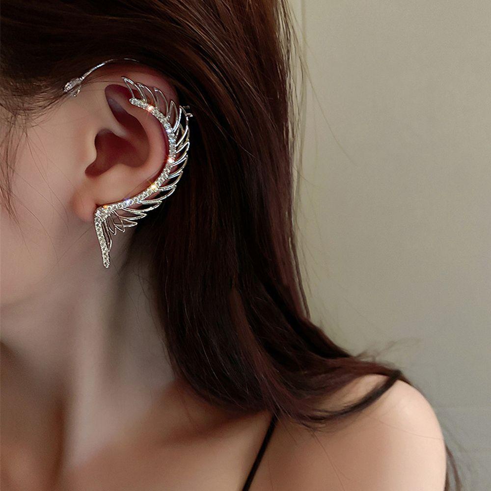 R-flower Wing Earrings Wanita Gadis Indah Berkilau Telinga Bungkus Menjuntai