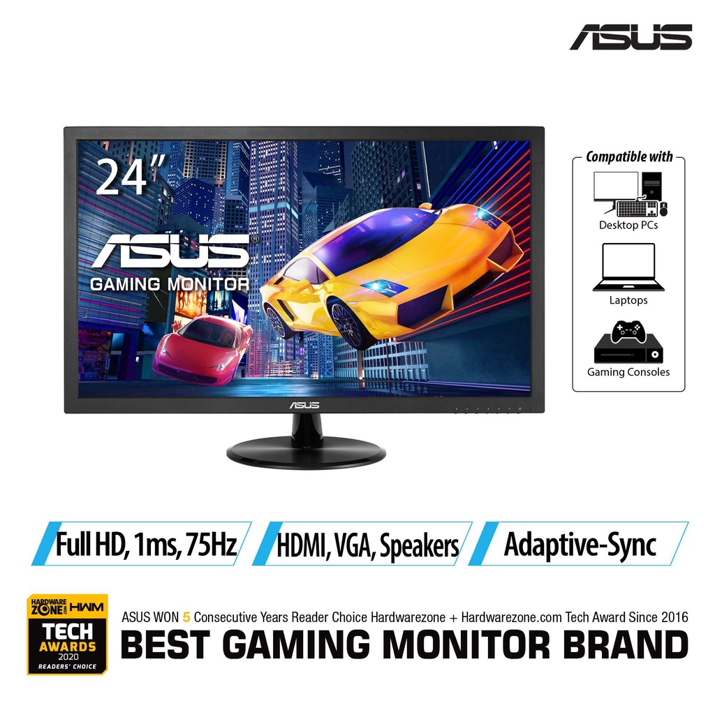 LED ASUS VP248H-J 24&quot; 75Hz 1ms 1080P AdaptiveSync Gaming Monitor