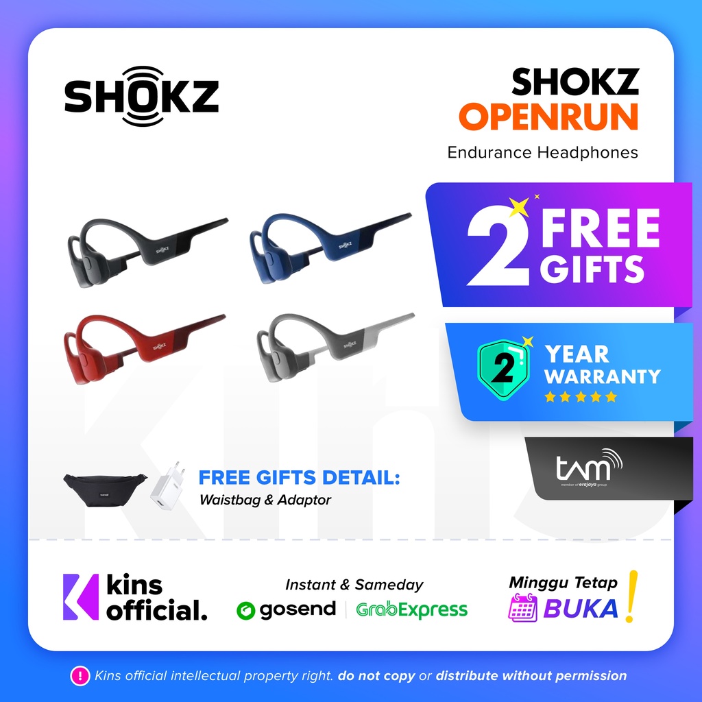 Shokz OpenRun Open Ear Sport Headphone / Bone conduction headphone - Garani Resmi TAM