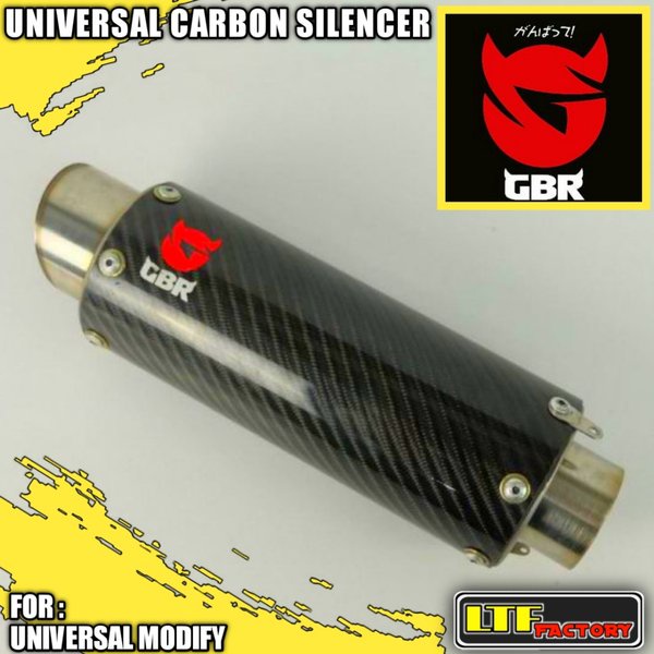 GBR CARBON UNIVERSAL Silencer - Knalpot Muffler Exhaust Sepeda Motor Original - Stainless Steel