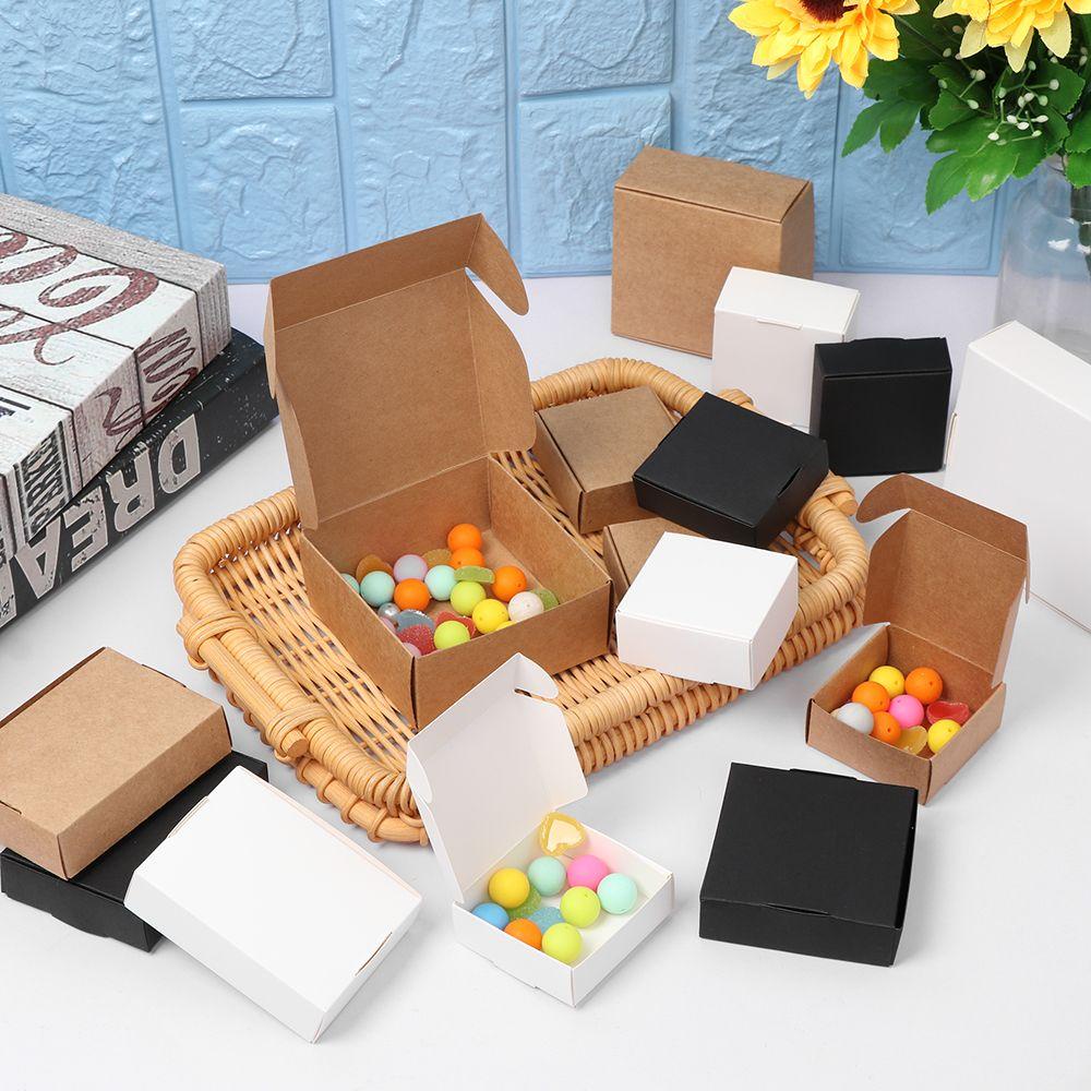 TOP 10pcs 9sizes Kraft Paper Box Small Jewelry Handmade Candy Storage