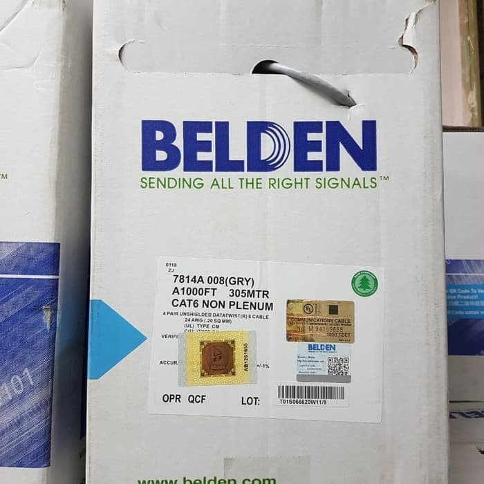 KABEL LAN UTP cat 6 / cat6 BELDEN made in USA 1 roll Original Abu-Abu