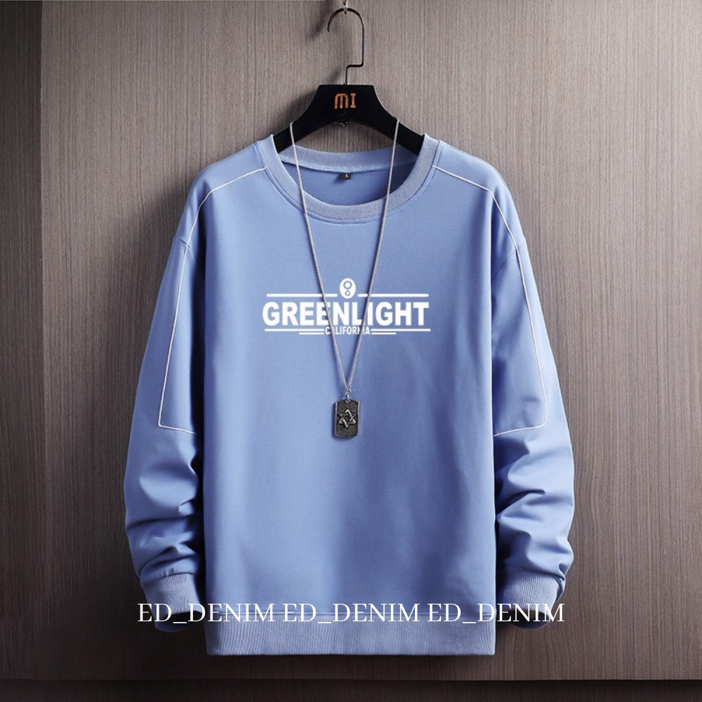 Crewneck Greenlight Pria / Sweater Korean Style Jumbo M L XL XXL 3XL / Switer Cowok Distro Original