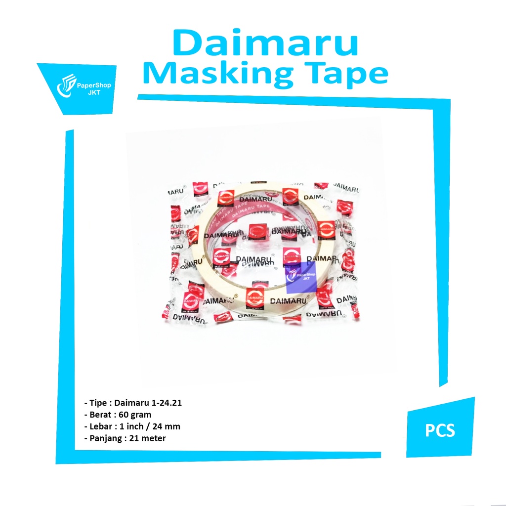 

DAIMARU - Masking Tape - Lakban Kertas 1 inch - 24 mm x 21 meter