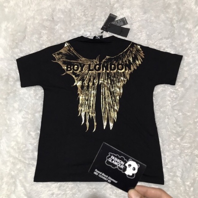 BOY5 KAOS BOY LONDON IMPORT PRIA WANITA ASIA EROPA KOREA AMERIKA GOLD ON BACK AND WHITE