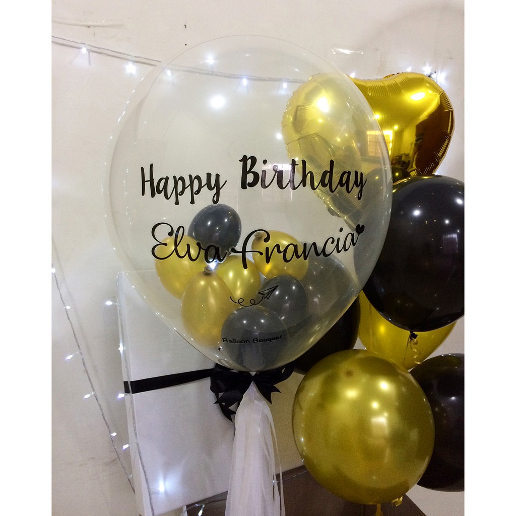 

bubble balloon in black and gold combination