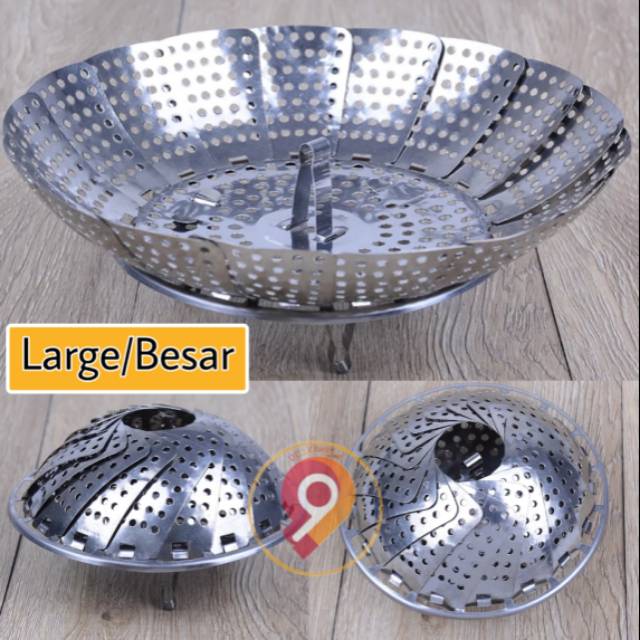 Alas Kukus Lipat Stainless Large(Besar)/Piring Kukus/Steamer Plate