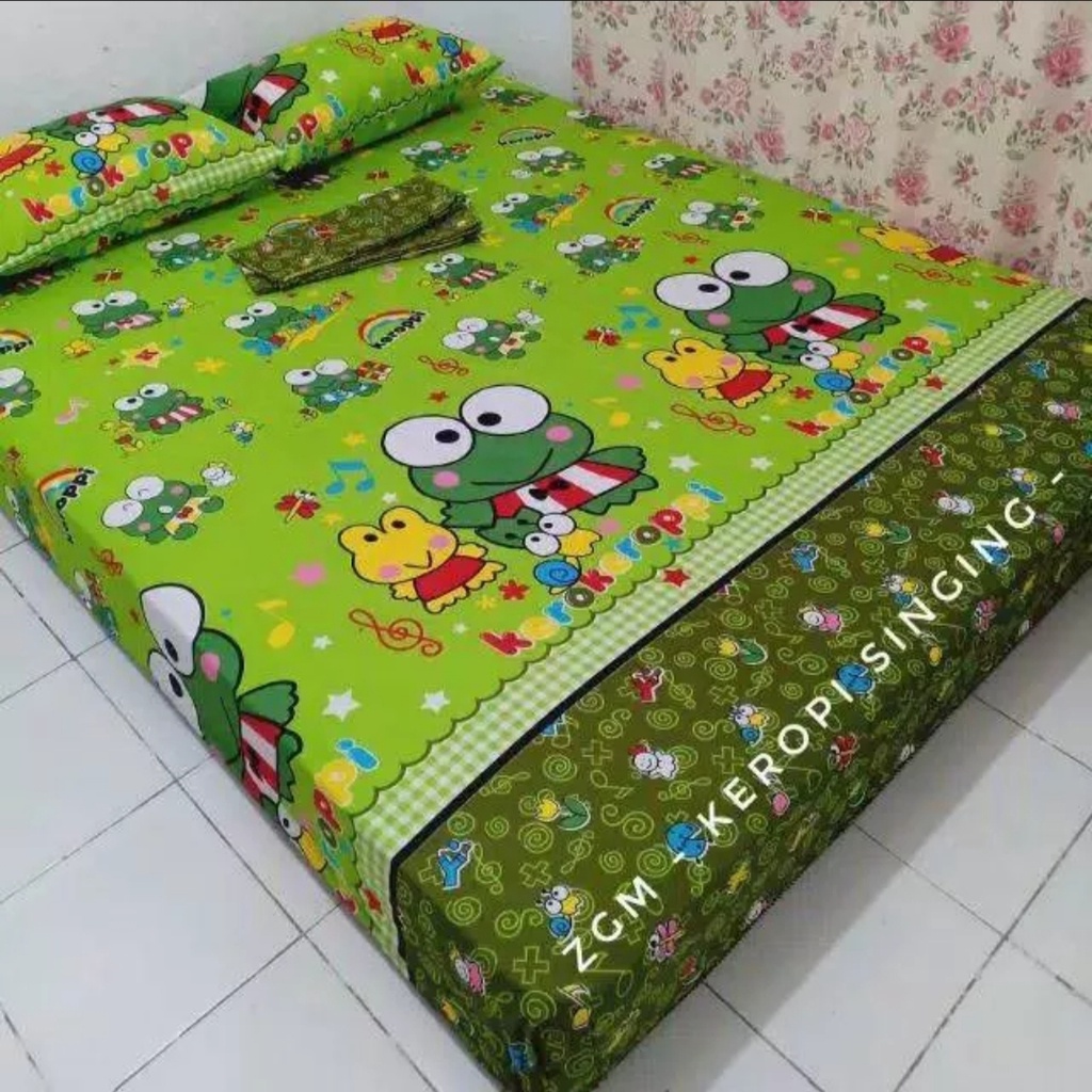 sprei keropi , kodok sprei anak karakter.SEPREI KARAKTER KEROPI 180X200 - 120x200 - 160x200,SEPREI K