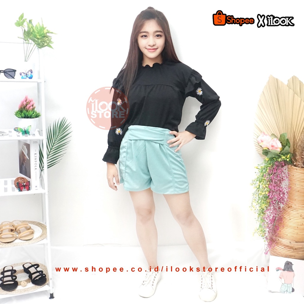 ilook | Momo Pant | Celana Pendek Momo | Celana Pendek Wanita | Celana Korean Style Bahan Crepe