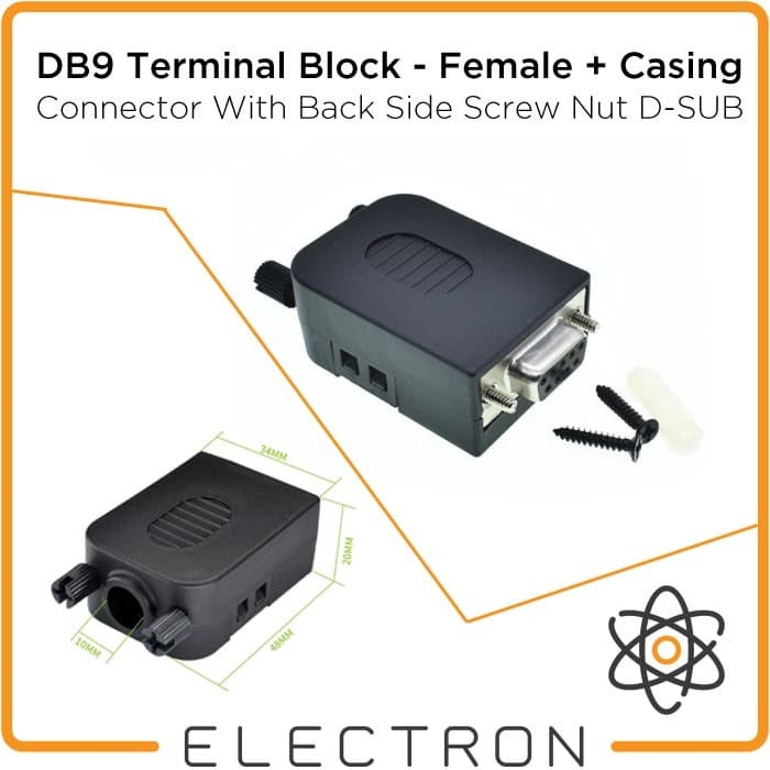 DB9 Terminal Block Female + Casing Header Adapter RS-232 RS232