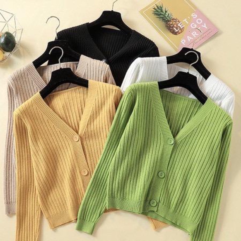 BEFAST - ZFF OOTD Cardigan LIAN / Rib Gink / Outer Wanita Kekinian Remaja ABG / Cardigan Casual / Pakaian Wanita Trendy / Atasan Lengan Panjang / OOTD Ala Korean Style Wanita / Teralris / Termurah / Cardigan Polos Banyak Warna