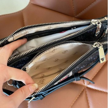TAS GUESSS GS TAS SELEMPANG SLING BAG ARIE DOULE POUCH MOTIF GARIS FASHION WANITA IMPORT #3192