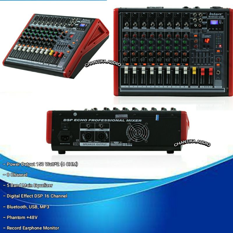 power mixer 8 chanell Mx 802 d power mikser original bluetooth usb mp3