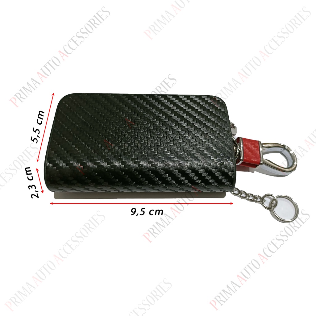 Dompet STNK Mobil Motif Carbon Hitam Merah