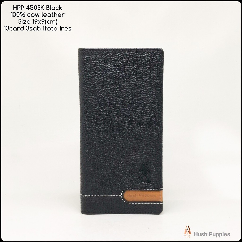 dompet pria hushpuppies 450sk black classic super premium quality bahan asli kulit sapi