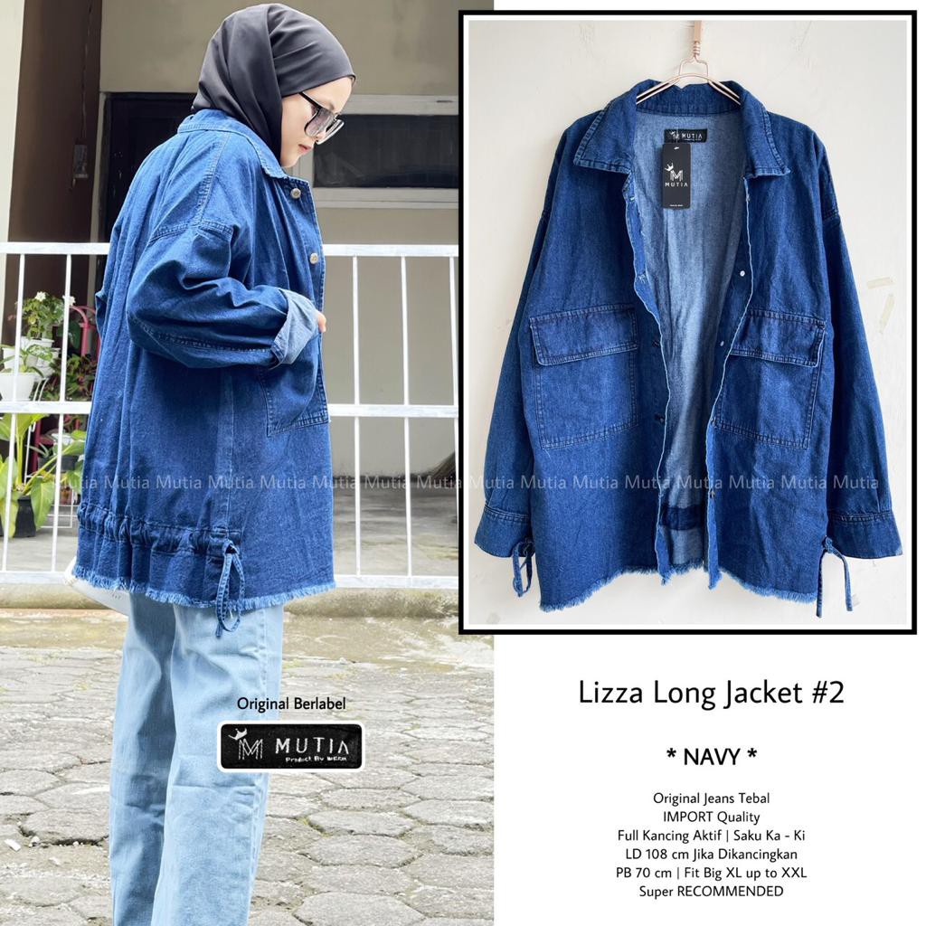 LIZZA LONG JACKET #2 BY MUTIA (JAKET JEANS WANITA) Jaket jeans muslimah rekomeded