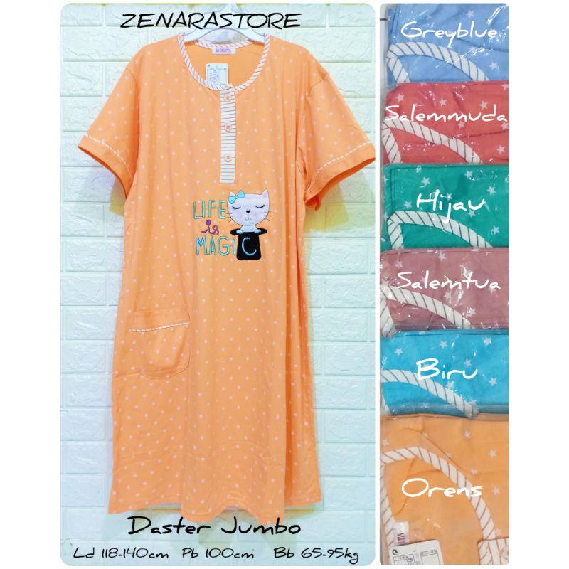 Daster kaos jumbo dewasa Lorita by Sofie daster kancing depan jumbo big size Ld 118cm-140cm