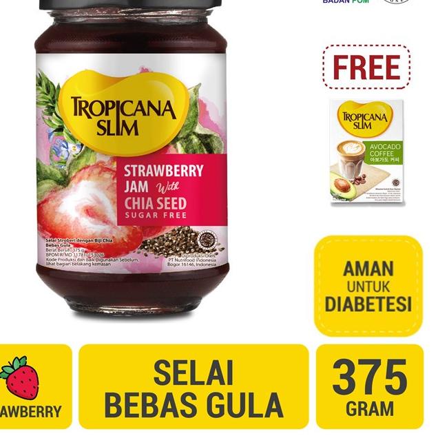 

【ORI】 GRATIS Tropicana Slim Avocado Coffee - Tropicana Slim Strawberry Jam 375g - Selai Strawberry terbaik