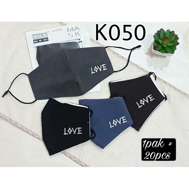 masker mulut unisex motif love kode k050