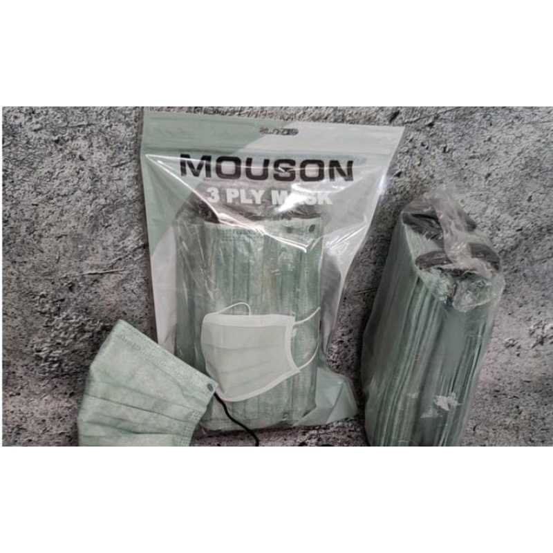 MOUSON EMBOS POUCH 50PC - MASKER 3PLY MOUSON SATCHET ZIP COLORBLOCK (PINK LADY , MATCHA , NUDE PINK)