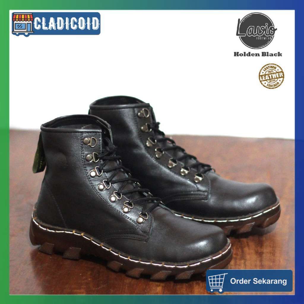 SEPATU SAFETY KULIT BOOTS PRIA UJUNG BESI SAFETY PROYEK, OUTDOOR, BERKENDARA LAVIO HOLDEN ORIGINAL