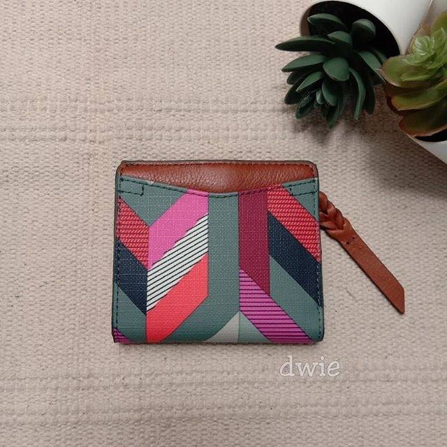 Dompet Fossil Caroline Mini Wallet Chevron Blue Original