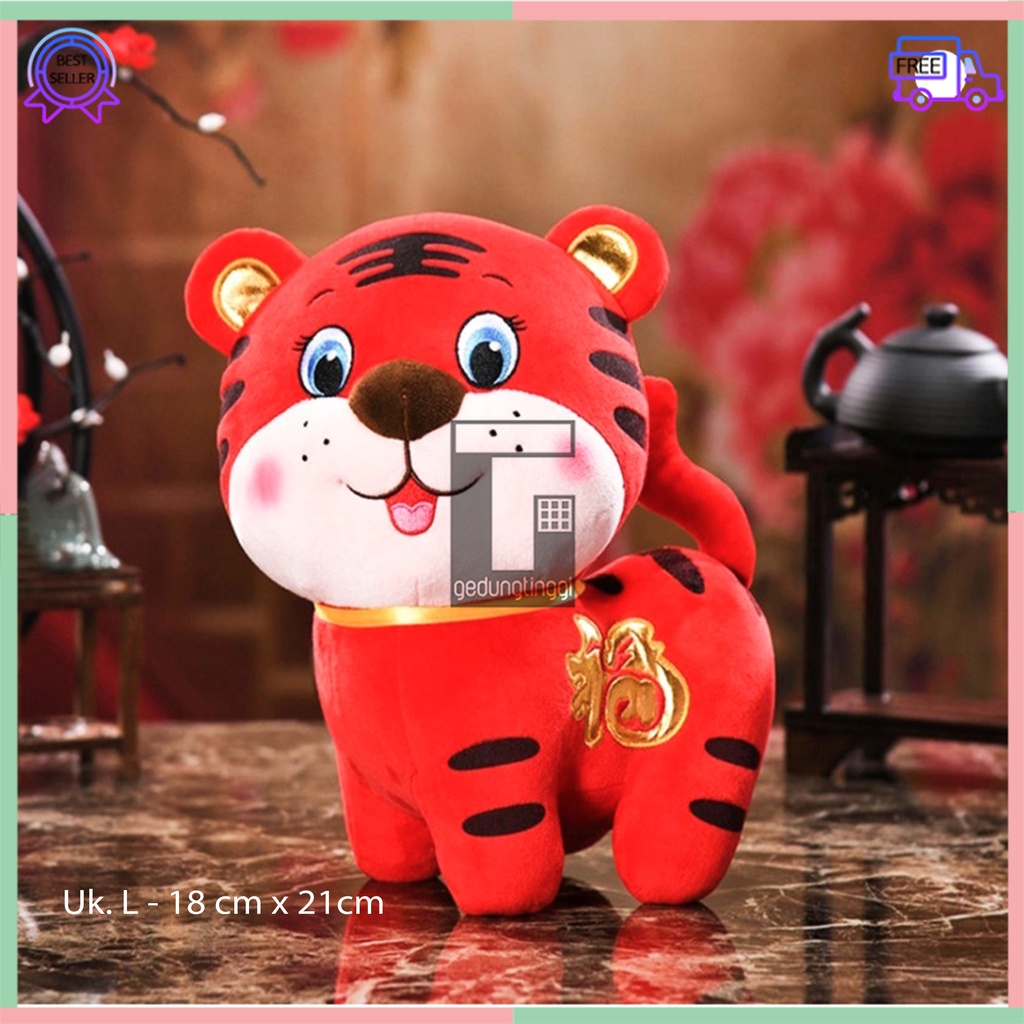 Boneka Pajangan Gantungan Dekorasi Hiasan Kado Hadiah Souvenir Hampers Parcel Parsel Tempel Cop Kaca Dashboard Mobil Karakter Shio Macan Harimau 2022 Fu Fuk Hoki Rejeki Imlek Sincia Chinese New Year Cny Impor Import Lembut Imut Lucu Murah Size Besar Kecil