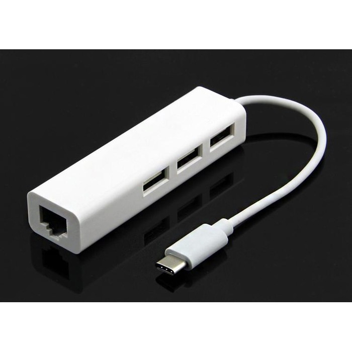 USB Type-C 3.1 To Lan Adapter With 3 Port USB Hub