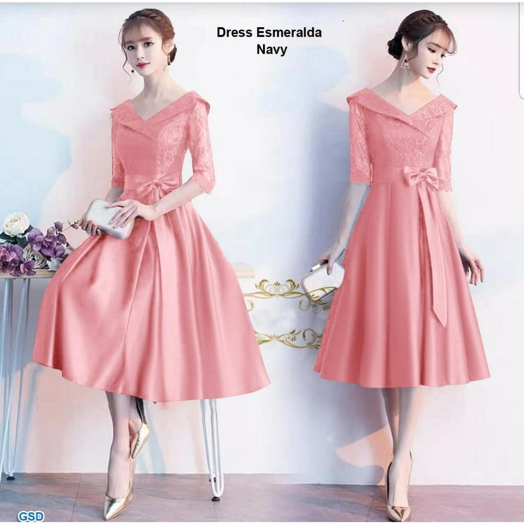 PCS DRESS ESMERALDA BRUKAT KOMBI BALOTELLI FASHION PAKAIAN WANITA 3 UKURAN M L XL FE