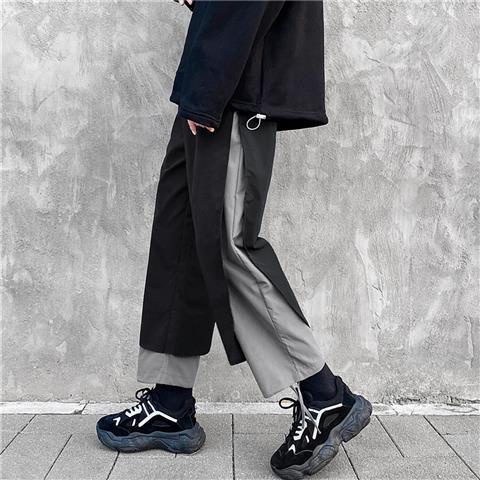 Celana pria biru Korea style kulot pria celana olahraga celana kasual pria elastis celana oversize pria loose pants pria 2023