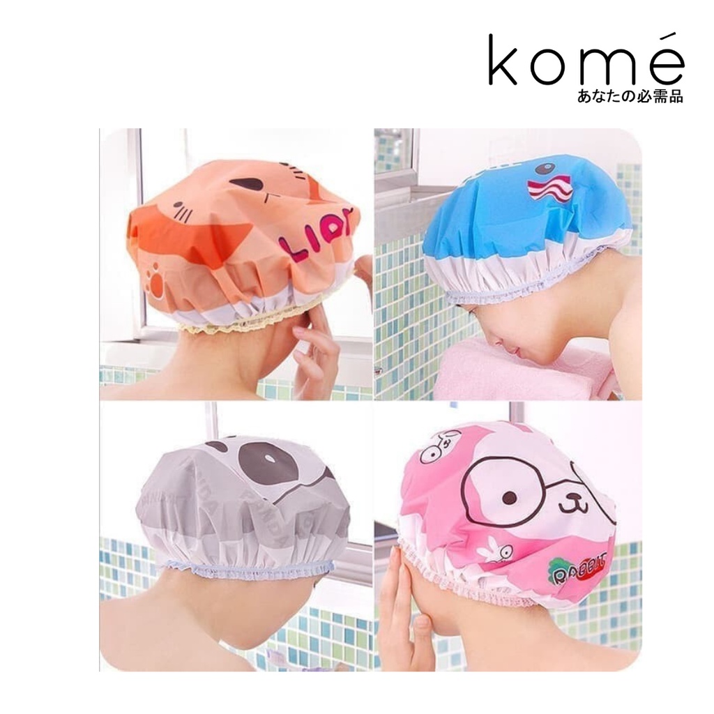 Shower Cap Karakter Topi Keramas Penutup Rambut Anak Dewasa Plastik / Shower Cap Murah Warna Warni