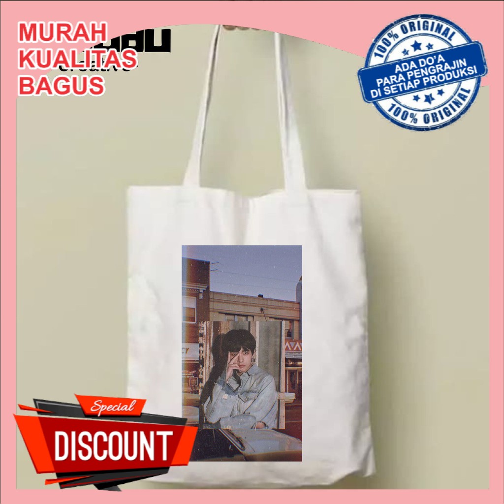 [READY] Tas Totebag Taehyung BTS Vintage aesthetic Resleting Custom Tote bag wanita