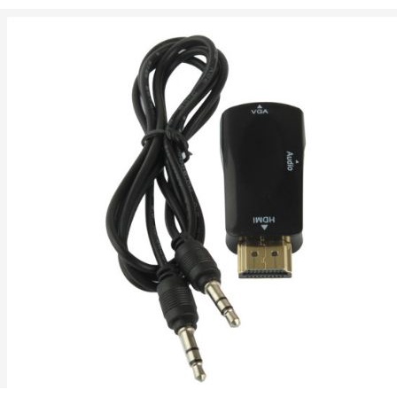 [TOSERBA_EMAK] - Adapter HDMI ke VGA &amp; AUX 1080P - S-PC-0389 - Black