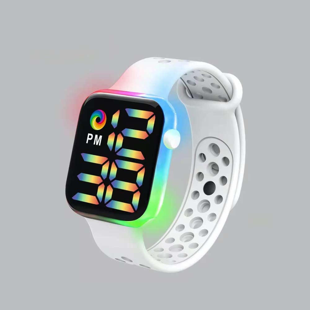 LED Watch [ Putih ] Water Resistant - Jam Tangan Digital Pria &amp; Wanita Strap Rubber LED_8051