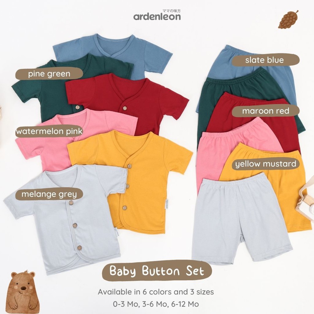 ARDENLEON Baby Button Pendek Setelan Bayi Newborn 0-12 Bulan