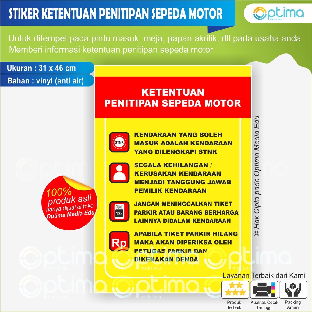 

STIKER USAHA - KETENTUAN PENITIPAN SEPEDA MOTOR