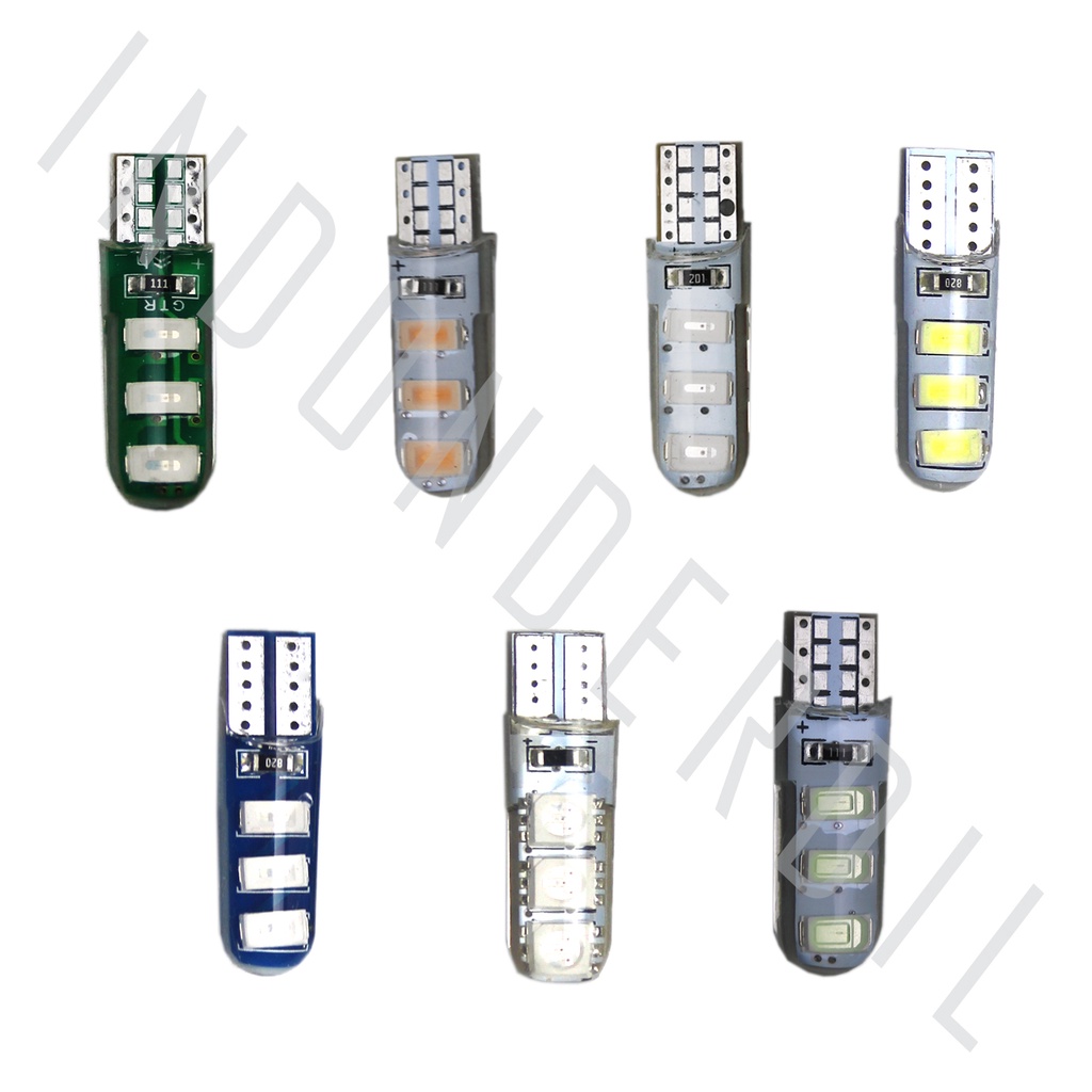 IND Onderdil Lampu Variasi LED Jelly 6 Titik LED T10-T 10 Diam-Strobo-Kedap-Kedip Sein-Sen-Ritting-Riting-Speedometer-Senja-Kilometer Hijau-Ungu-Kuning-Putih-Biru-Merah-Ice Blue