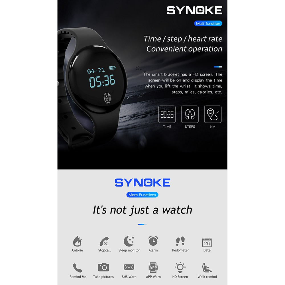 SYNOKE FitBand Jam Tangan Smartwatch Digital Pedometer Sleep Monitor Calorie - 9200