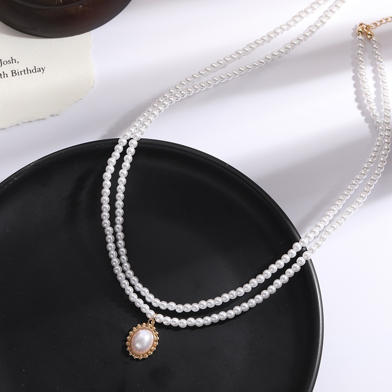 Kalung Choker Mutiara Ganda Gaya Retro Untuk Wanita