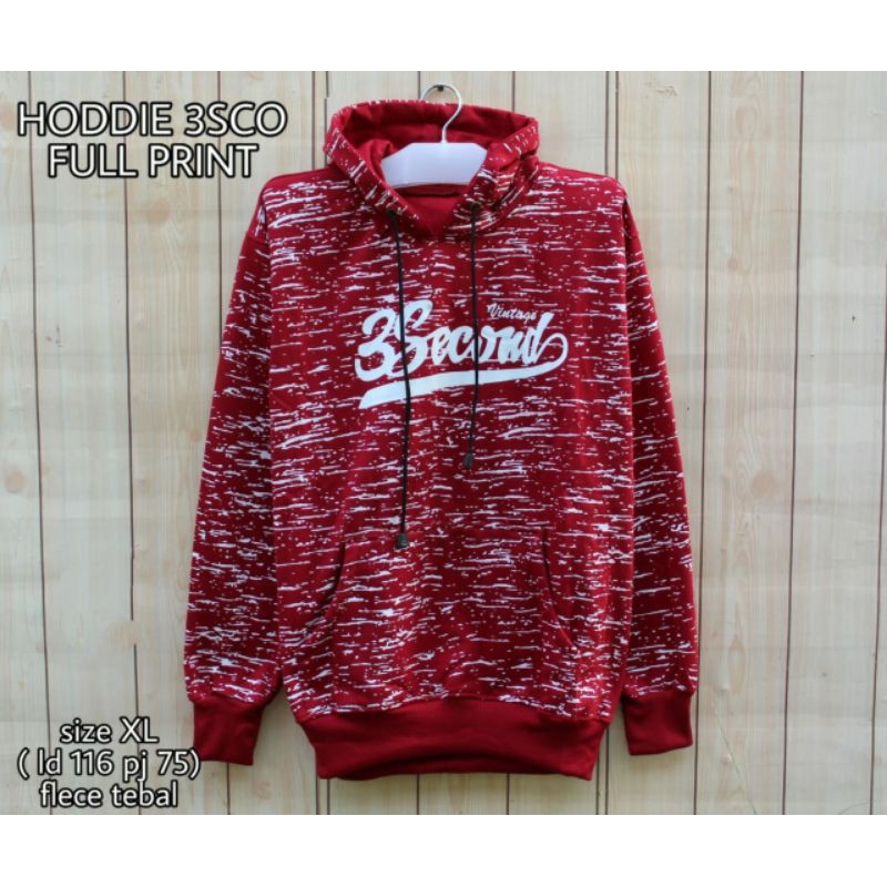 Jaket Hoodie 3SECOND Full Print Size XL