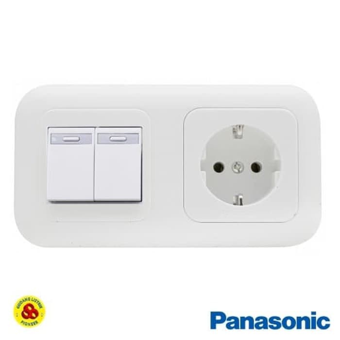 Panasonic Stop Kontak Non CP + Saklar 2 Gang WEJP11312 WEJ5531 Putih