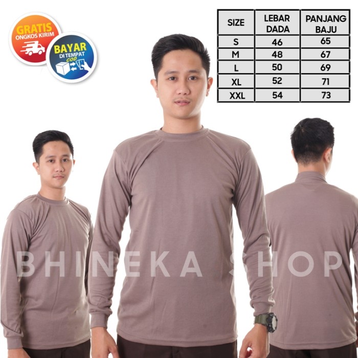 TERMURAH- Security Coklat Polisi Satpam Kaos Polos Tangan Panjang Kerah Standard - COKELAT POLOS, M-